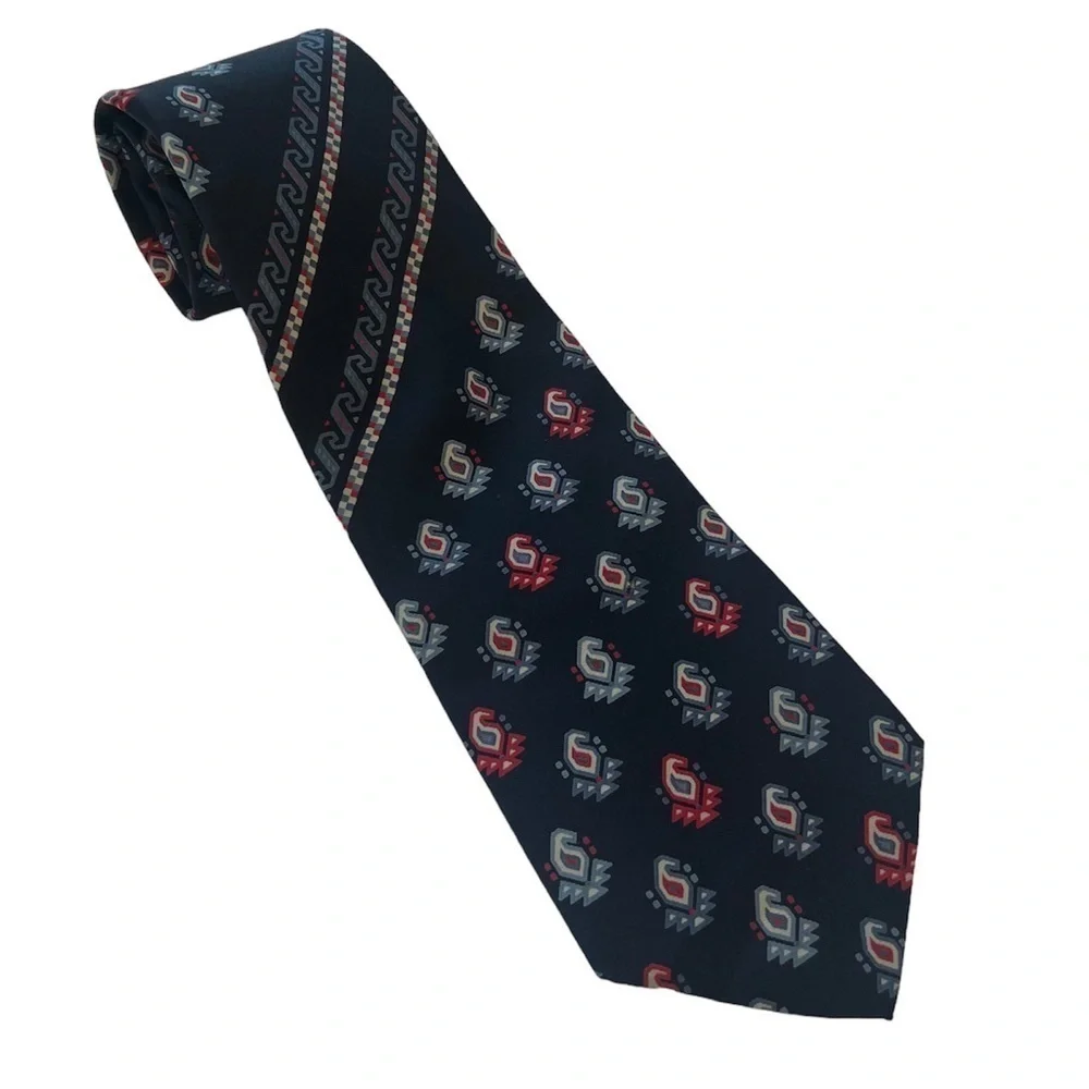 Vintage Yves Saint Laurent blue pattern 100% silk men’s necktie